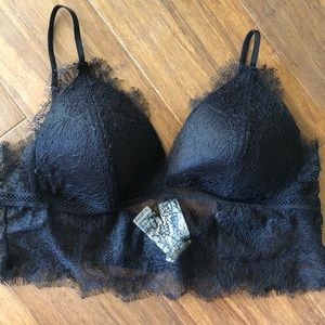 Topshop Black Eyelash Lace Bralette size 8